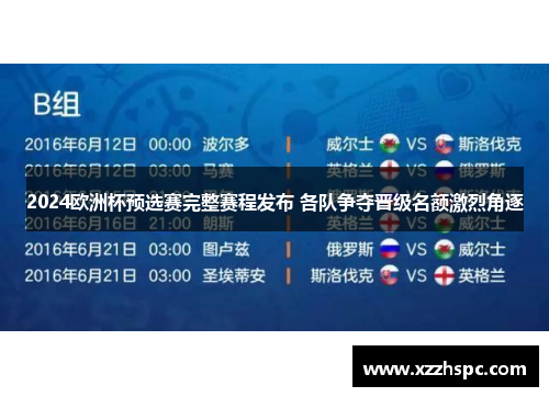 2024欧洲杯预选赛完整赛程发布 各队争夺晋级名额激烈角逐